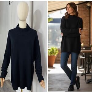 NWT Saks Fifth Avenue Women's Size L Wool Cotton Blend Mock Neck Tunic Sweater